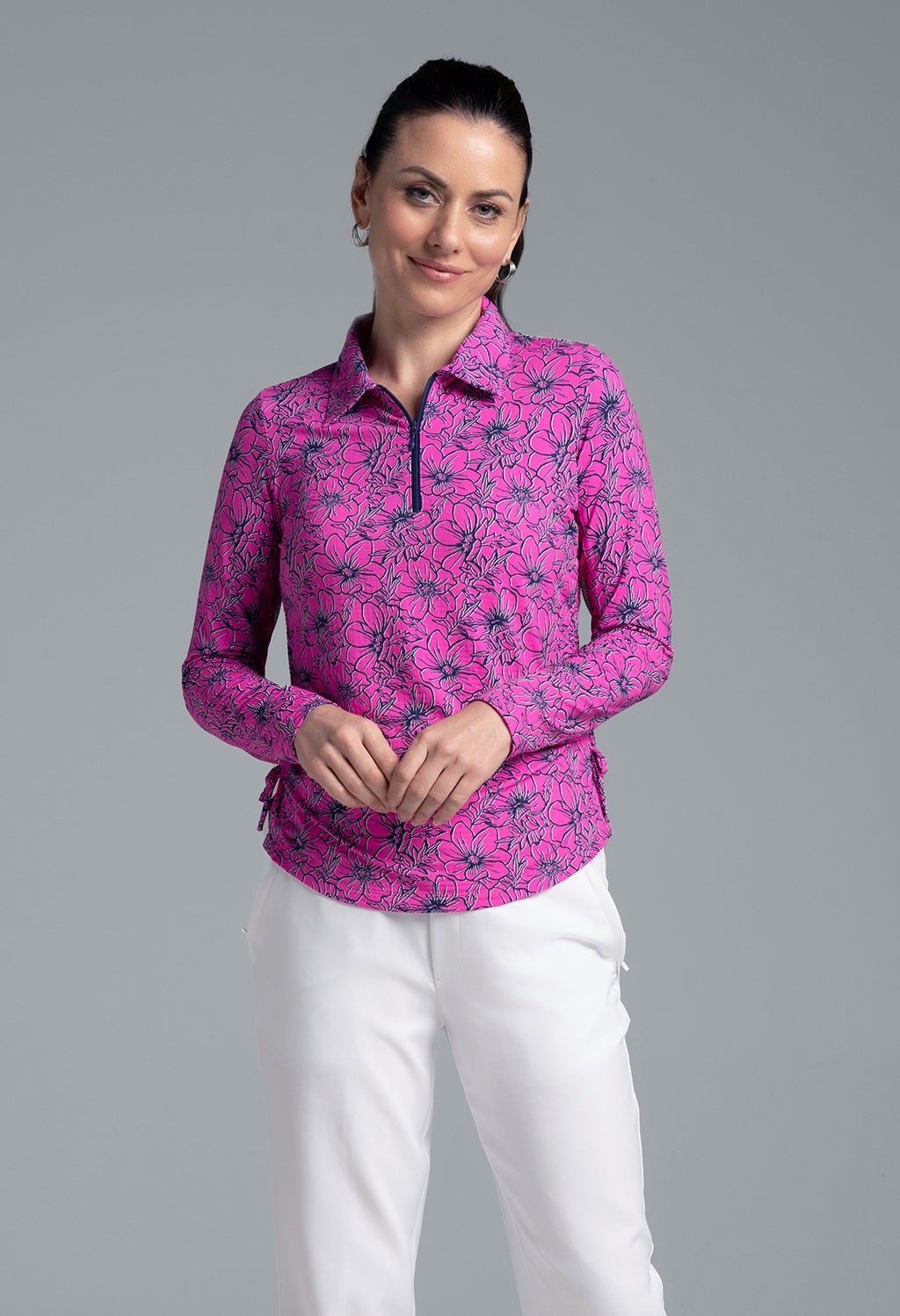 Diana Print Adjustable Length Long Sleeve Polo – 48930
